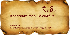 Korcsmáros Bernát névjegykártya